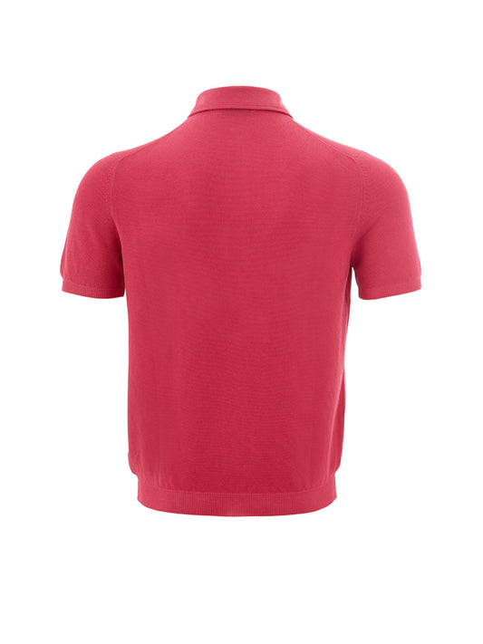 Elegant Pink Cotton Polo Knit for Men