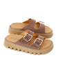 Elegant Brown Suede Sandal Slipper with Buckles