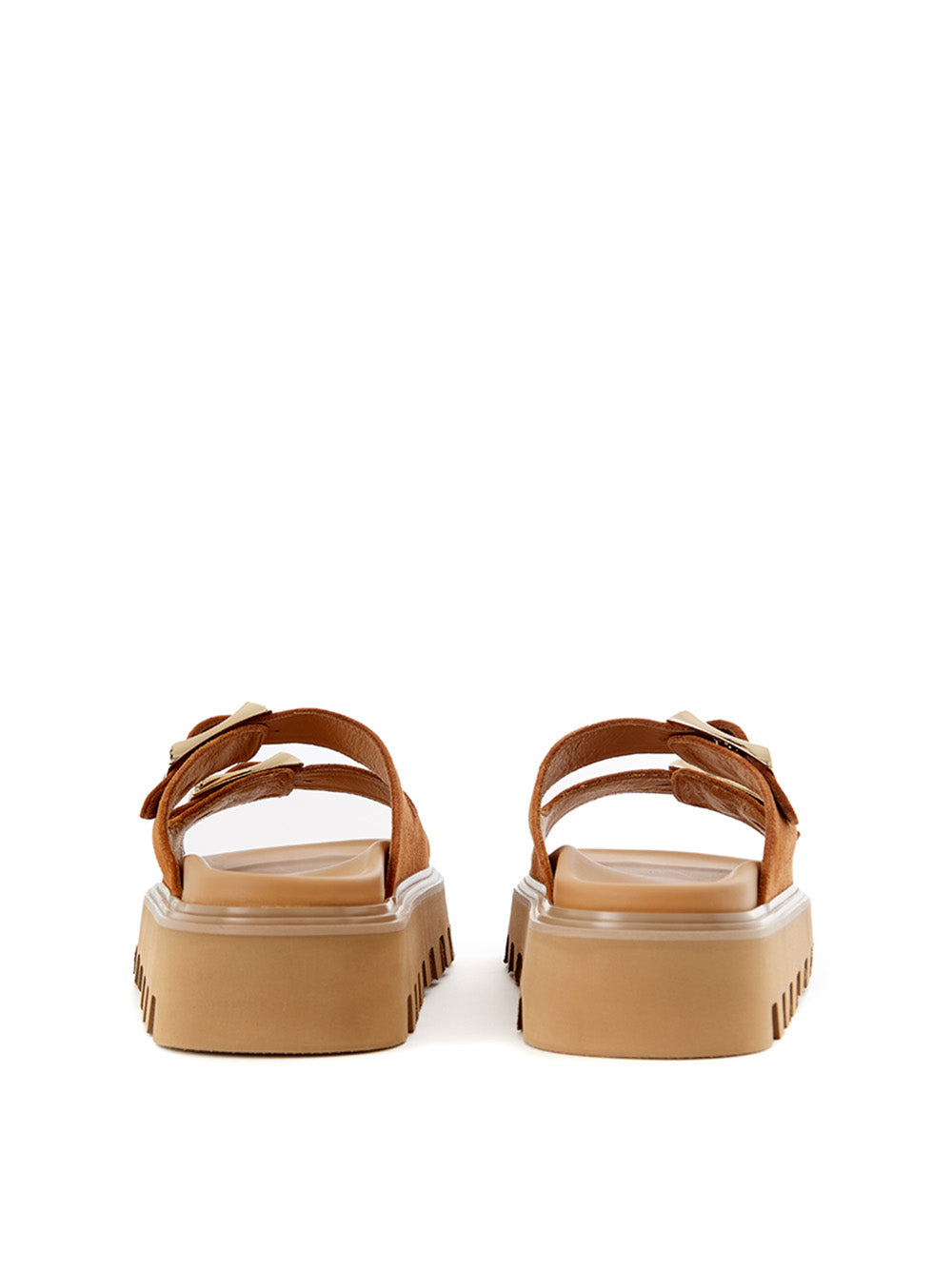 Elegant Biscuit Brown Buckled Suede Sandals