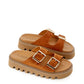 Elegant Biscuit Brown Buckled Suede Sandals