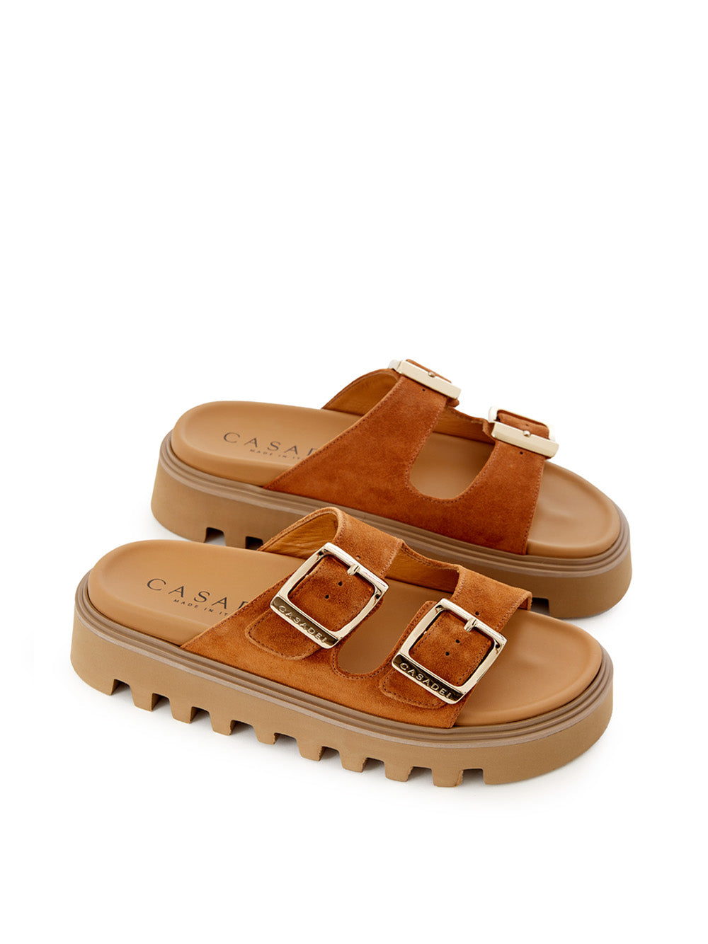 Elegant Biscuit Brown Buckled Suede Sandals