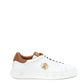 Elegant White Leather Sneakers with Gold Accents