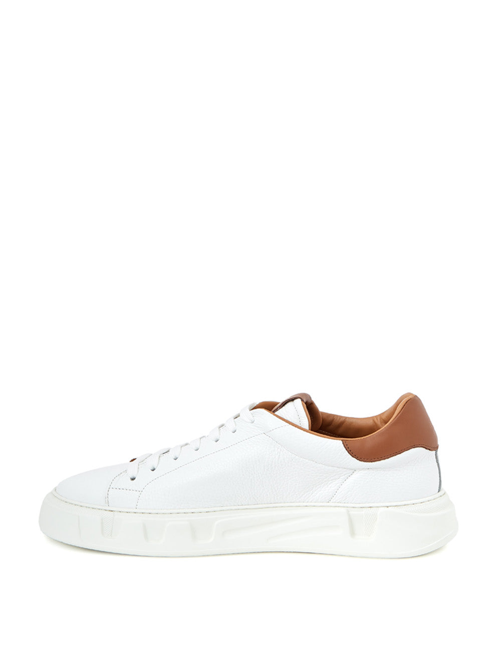 Elegant White Leather Sneakers with Gold Accents