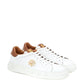 Elegant White Leather Sneakers with Gold Accents