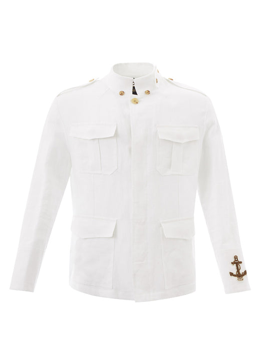 Elegant White Linen Saharan Jacket