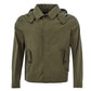 Chic Green Tech Fabric Jacket with Detachable Hood