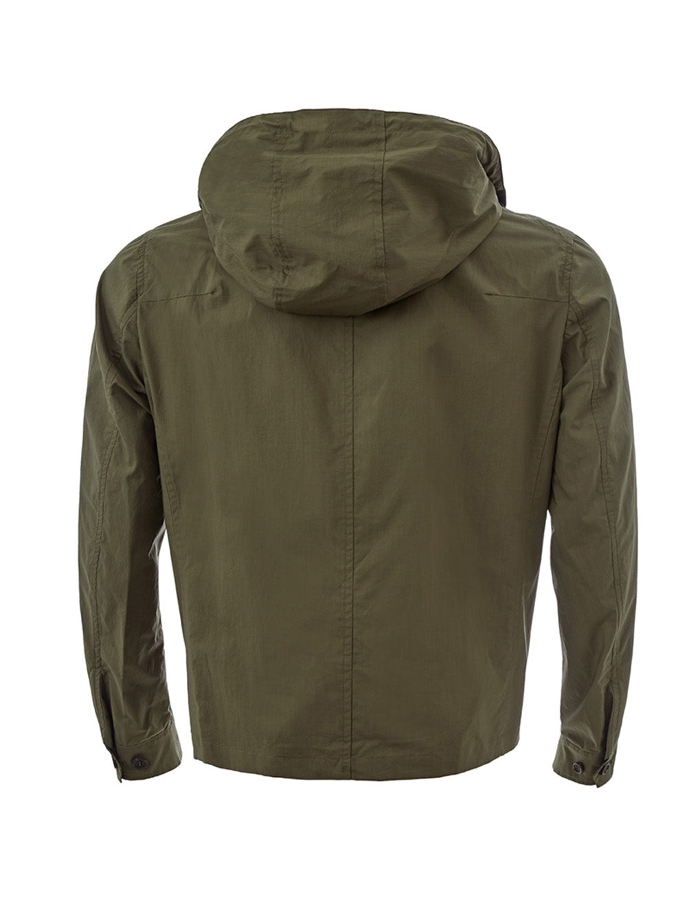 Chic Green Tech Fabric Jacket with Detachable Hood