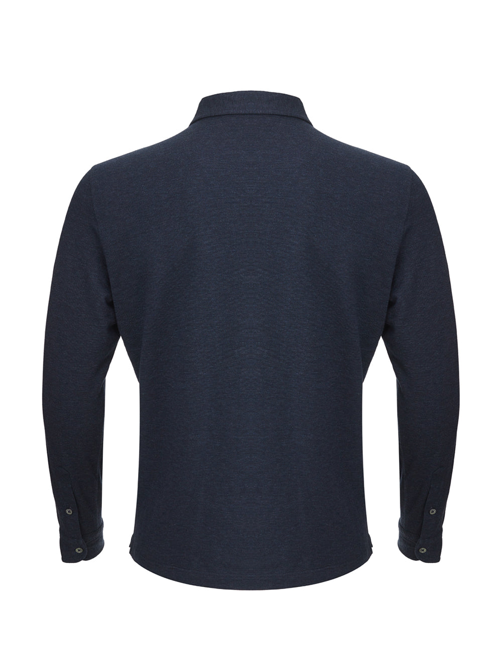 Elegant Blue Melange Effect Polo Sweater