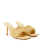 Elegant Beige Raffia Heeled Sandal Mules