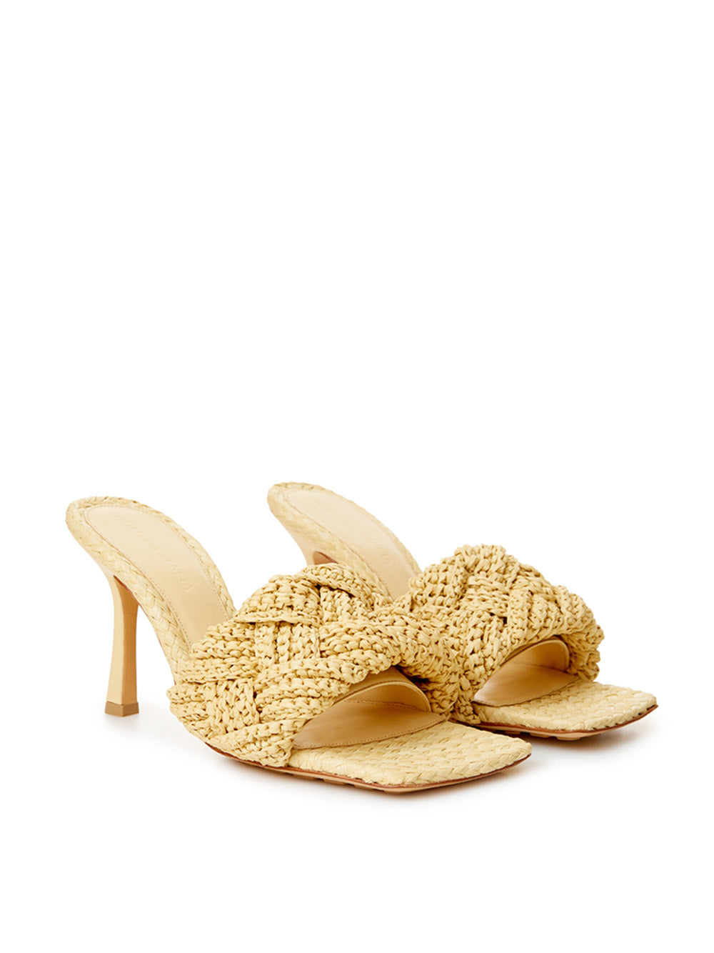 Elegant Beige Raffia Heeled Sandal Mules