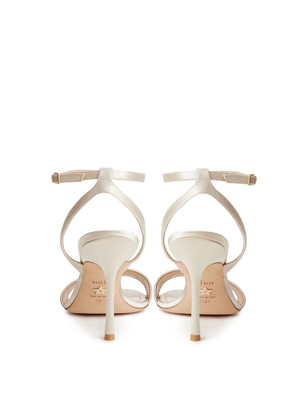 Elegant Ivory Embroidered Heeled Sandals