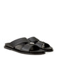 Elegant Black Leather Designer Slippers