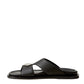 Elegant Black Leather Designer Slippers