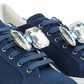 Denim Crystal-Studded Platform Sneakers