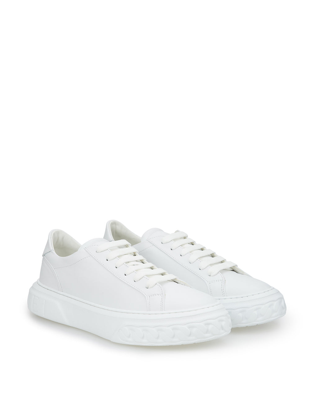 Elevated White Nappa Leather Off-Road Sneakers