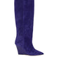 Velvet Elegance Knee-High Wedge Boots