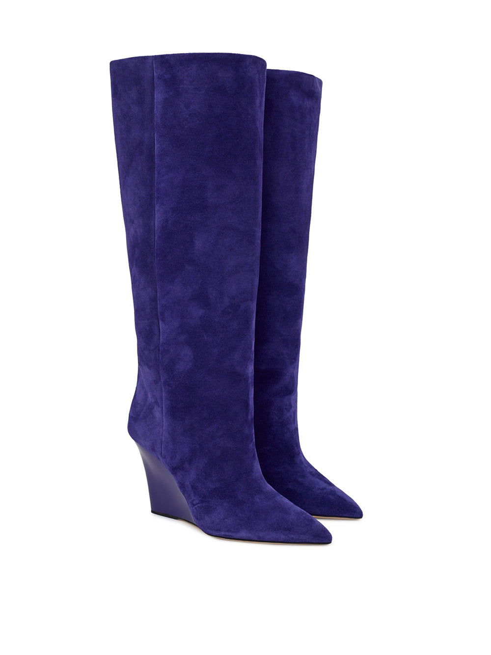 Velvet Elegance Knee-High Wedge Boots