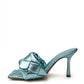 Elegant Light Blue Leather Mule Sandals