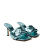 Elegant Light Blue Leather Mule Sandals