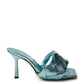 Elegant Light Blue Leather Mule Sandals