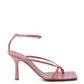 Elegant Pink Nappa Leather Stretch Sandals