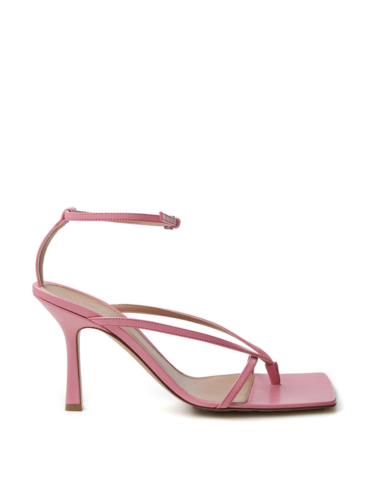 Elegant Pink Nappa Leather Stretch Sandals