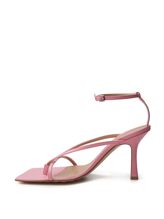 Elegant Pink Nappa Leather Stretch Sandals