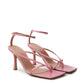 Elegant Pink Nappa Leather Stretch Sandals