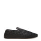 Elegant Black Leather Intreccio Slip-Ons