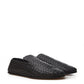 Elegant Black Leather Intreccio Slip-Ons