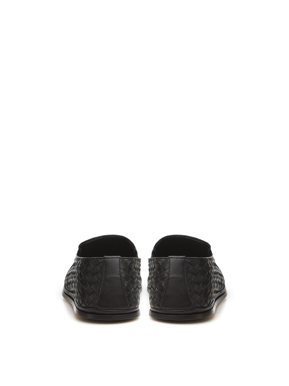 Elegant Black Leather Intreccio Slip-Ons