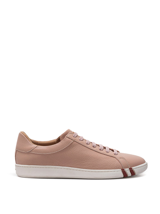 Elegant Pink Leather Lace-Up Sneakers