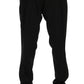 Black Striped Wool Stretch Pants