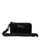 Black Nylon Logo Plaque Keyring Pouch Clutch Bag