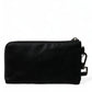 Black Nylon Logo Plaque Keyring Pouch Clutch Bag