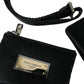 Black Nylon Logo Plaque Keyring Pouch Clutch Bag