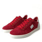 Red Suede Leather Low Top Sneakers Shoes