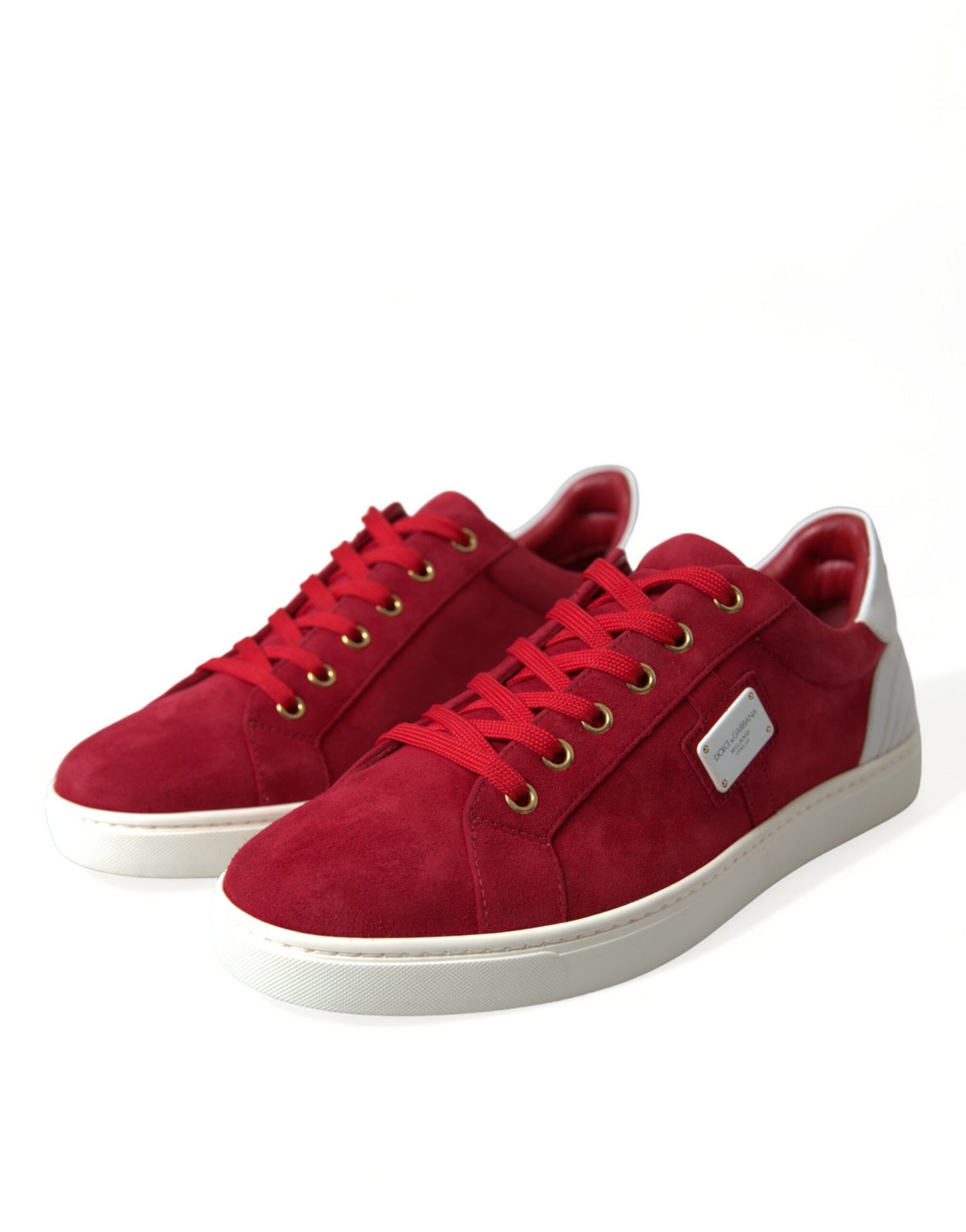 Red Suede Leather Low Top Sneakers Shoes