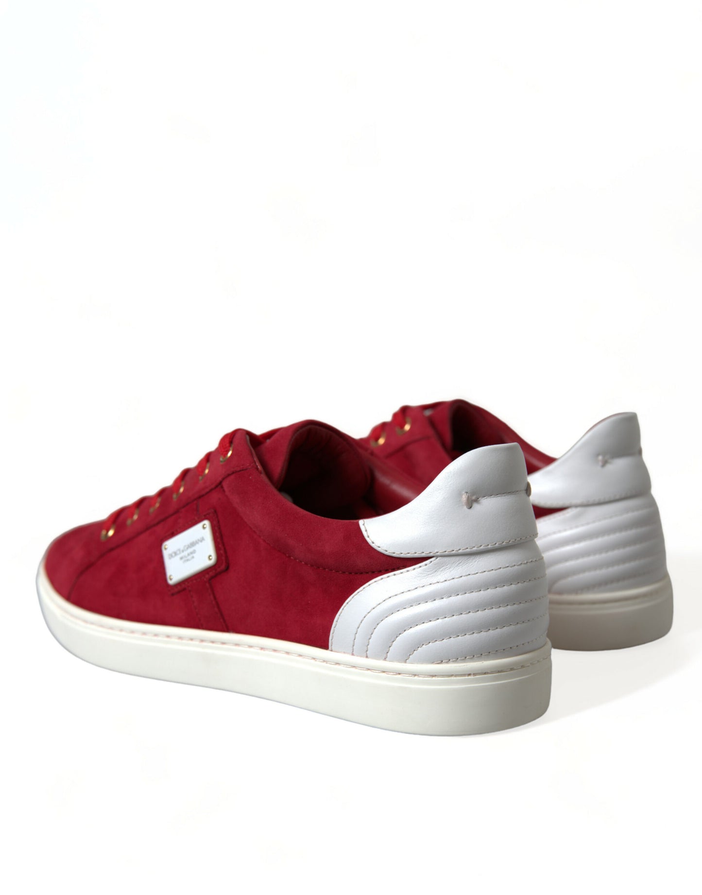 Red Suede Leather Low Top Sneakers Shoes