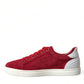 Red Suede Leather Low Top Sneakers Shoes