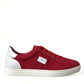 Red Suede Leather Low Top Sneakers Shoes