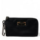 Black Nylon Logo Plaque Keyring Pouch Clutch Bag