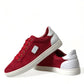 Red Suede Leather Low Top Sneakers Shoes