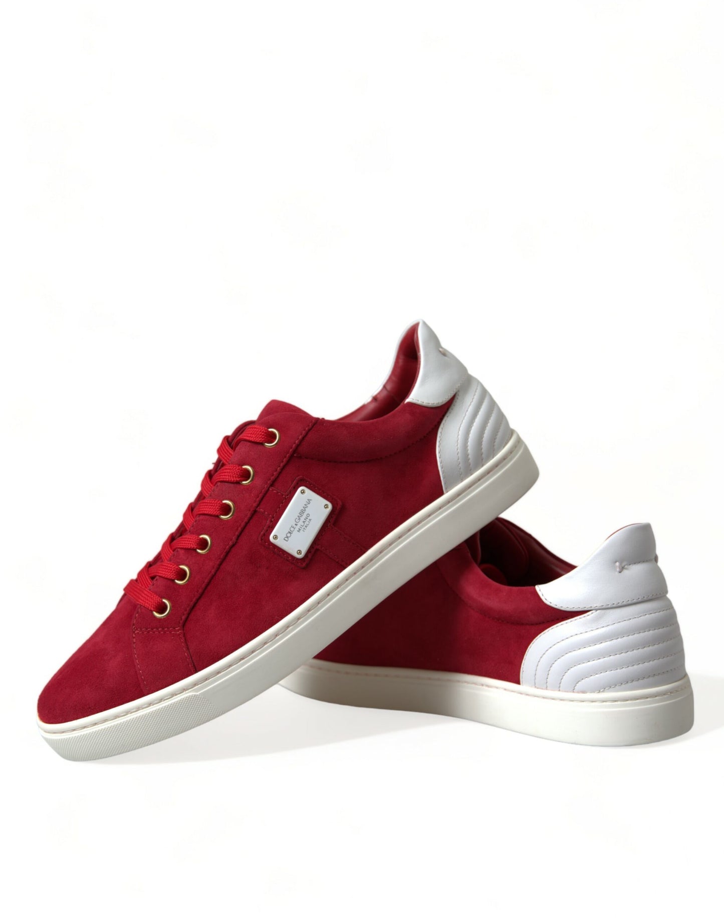 Red Suede Leather Low Top Sneakers Shoes