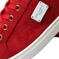 Red Suede Leather Low Top Sneakers Shoes