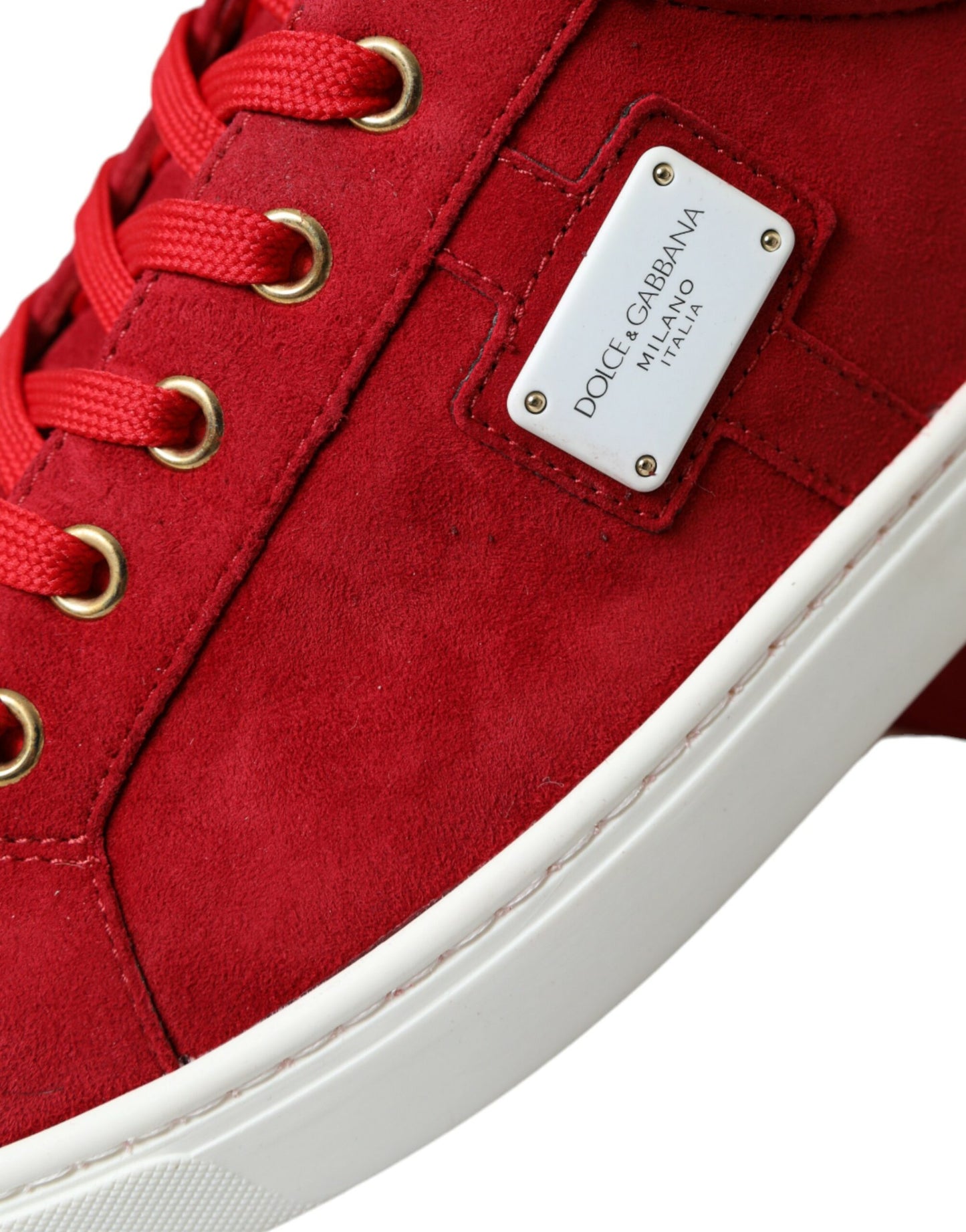 Red Suede Leather Low Top Sneakers Shoes