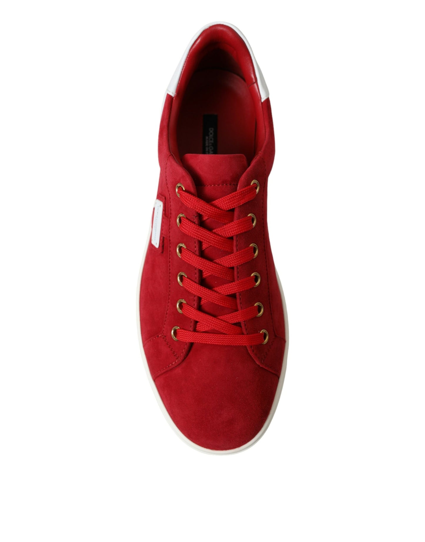 Red Suede Leather Low Top Sneakers Shoes