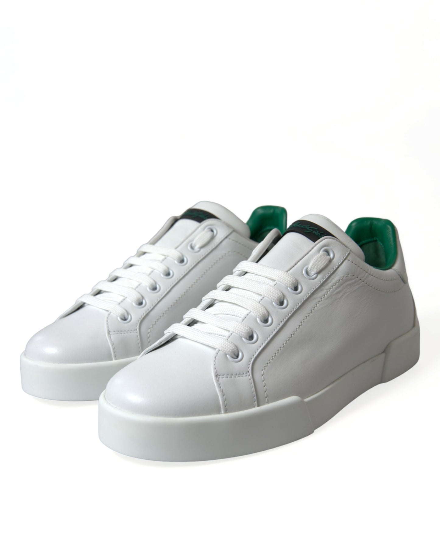 White Green Leather Portofino Sneakers Shoes