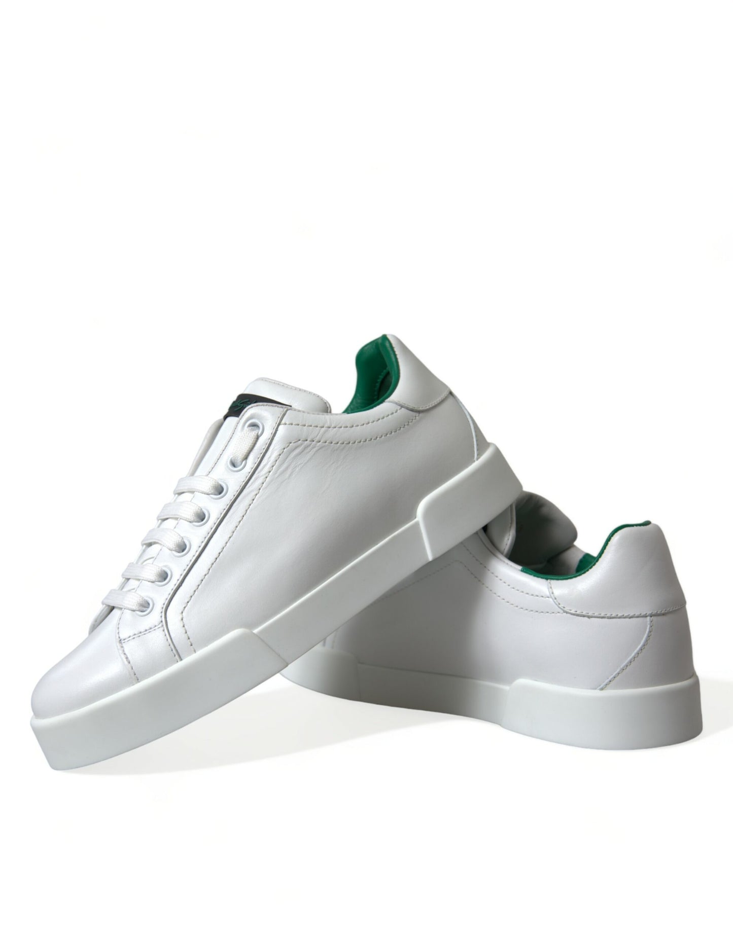 White Green Leather Portofino Sneakers Shoes