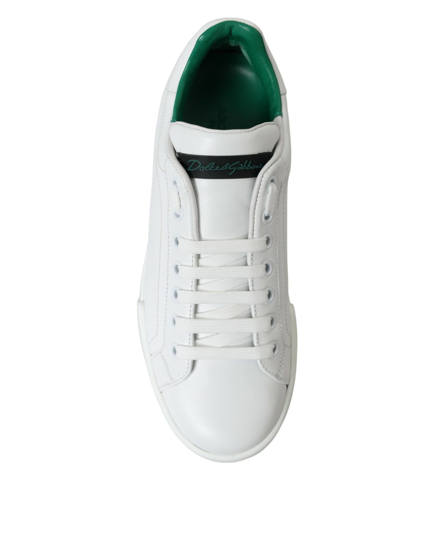 White Green Leather Portofino Sneakers Shoes